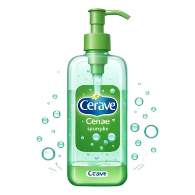 `CeraVe-shaped white rectangular pump bottle with soft green label CeraVe” stripe. Surrounded by floating water bubbles, glowing light particles, and a gentle green mist. Feels like a calm hydration spell in a bottle. Clean, glossy, emoji-style.`magical
 sticker