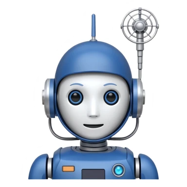 tête de robot cosmonaute bleu marine et blanc avec une antenne sticker