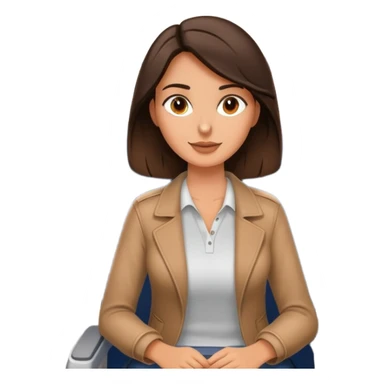 Casual brunette on airplane seat sticker