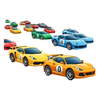 grandstands filled with cheering crowds, checkered flags waving, and traffic lights signaling the start, with a thrilling atmosphere of anticipation and speed. Sporty cars and motorcycles lined up at the starting line, ready to race, with a vibrant racetrack in the background. sticker