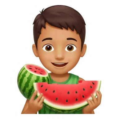 Fait un emojie de un gamin qui mange une pastèque sticker