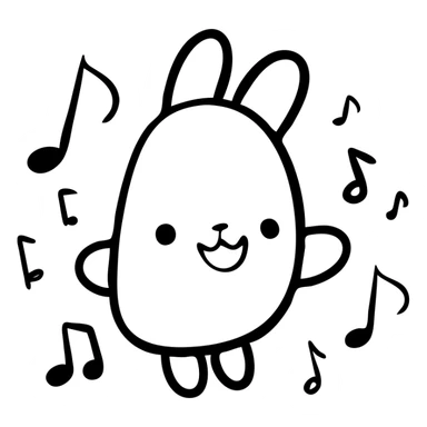 Tralaleritos, cute character with music notes around it sticker