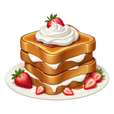French toast with strawberry on top and whipped cream sticker
