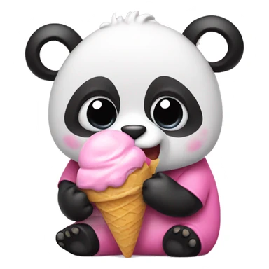 Pink panda eating ice cream  sticker