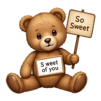 Create an Cute Teddy bear which says so sweet of you. sticker