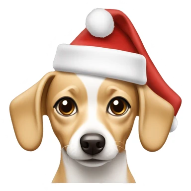 all white tan Chiweenie Christmas hat sticker