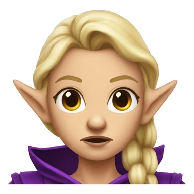 Noble female Elf with Elf ears and blonde hair and purple robes Angry angry angry expression sticker