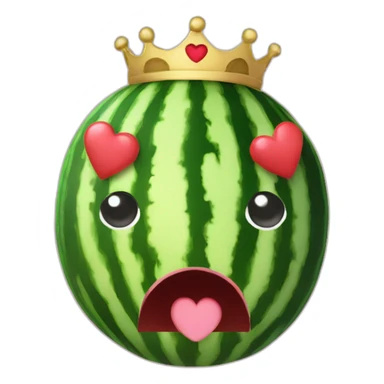 watermelon with heart eyes and crown sticker