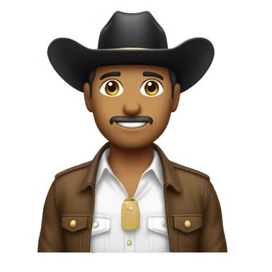 Chico blanco con sombrero vaquero blanco y camisa negra sticker