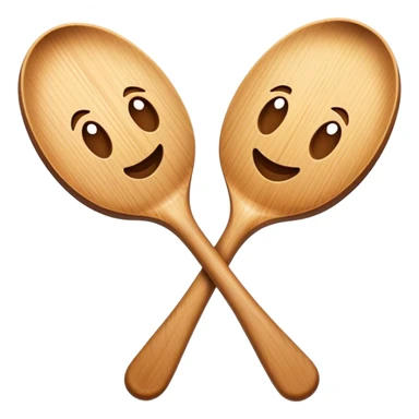 two wooden spoons hitting each other with their flat sides, creating a cross-like shape with their handles sticker