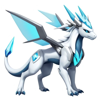 Futuristic Kyurem-reshiram-Glaceon-dialga-suicune-hybrid, full body sticker