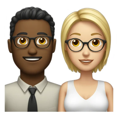 white man with glasses and white woman with glasses in love sticker
