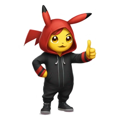 gothic red head in pikachu onesie thumb up sticker