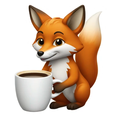 Tiny fox with mug of coffee sticker