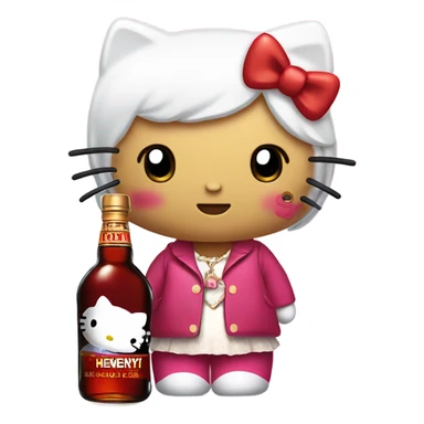Classic Hello kitty crying tears holding Hennessy bottle😭  sticker