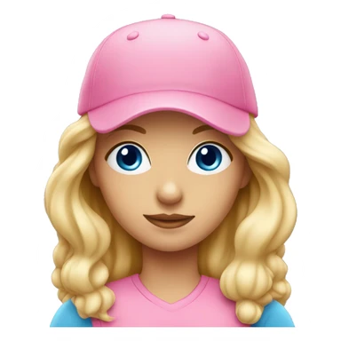 Blonde girl blue eyes wearing pink ballcap sticker