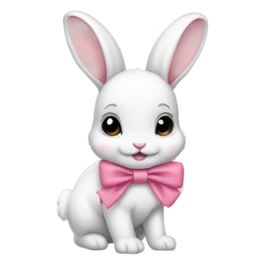 Baby bunny with coquette bow on ear sticker