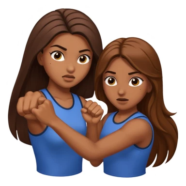 Brown long haired with long lashes girl punching another girl  sticker