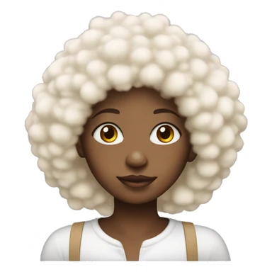 Black girl with blonde afro and edges, wearing a fluffy bunny hat sticker