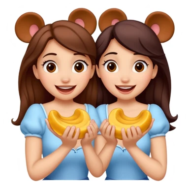 Son quatro chicas montadas en una atraccion de levantando la mano con orejas de Disney puestas en una atracción sticker