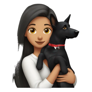 Brunette girl with long hair kissing black German shepherd dog  sticker
