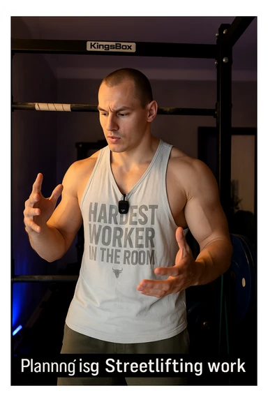 Uomo che si programma bene la sua seduta di Streetlifting. In italiano sticker