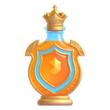 shield-shaped crystal elixir bottle, color #7986cb, 🛠 symbol, intricate gold filigree, magical sparkles, floating, seamless bottom, ultra-luxurious, modern, no shadow, collection style sticker