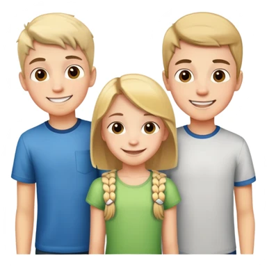 two teenage boys standing next to a 10-year-old girl, siblings sticker