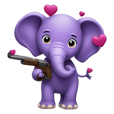 Purple elephant shootin hearts sticker
