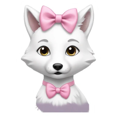 Girl white fox with pink bow in ear sticker