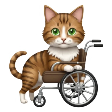 disabled brown tabby and white cat using cat wheelchair sticker