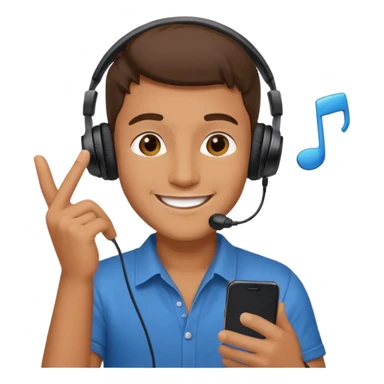 guy listening to music with earphone and phone in hand sticker