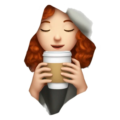 Red headed girl inside a blanket sipping coffee eyes closed sticker