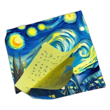 a sticky note with van gogh's starry night briefly drawn on it sticker