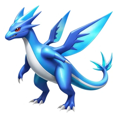 Shiny Colorful Exotic Futuristic Latios-Latias-Salamence-Salandit-Zekrom-Dialga-Amaura-Palkia-fusion-Fakémon-Pokémon-creature (Full body) sticker