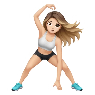 Chica haciendo ejercicios con cabello balayage y ojos oscuros sticker