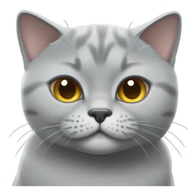 Gray British shorthair cat with a grin  sticker