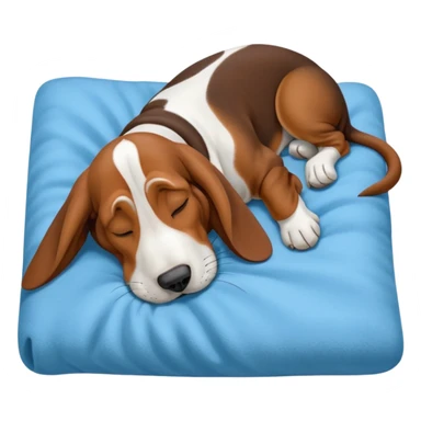 A basset hound sleeping on a blanket sticker