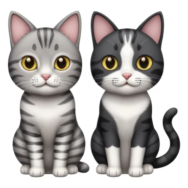Gato gris atigrado y gato blanco con negro  sticker