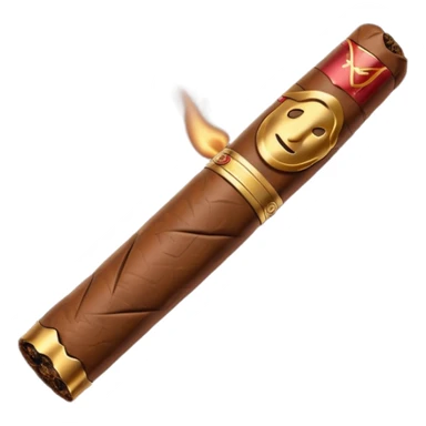 Emoji-style cigar icon, dark brown wrapper, subtle smoke, minimalistic, clean silhouette, metal details, no gold sticker