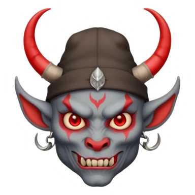 demon with tattoos, hat and horns sticker