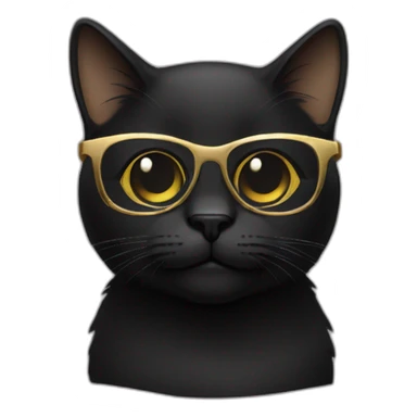 Black-cat-with-gold-framed-glasses sticker