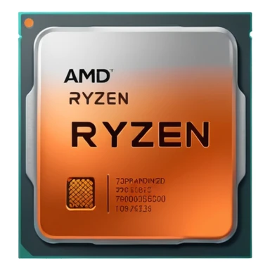 simplified processor with subtle AMD branding, AMD Ryzen 7000 CPU sticker