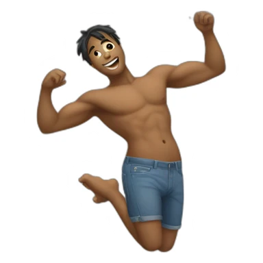 Shirtless guy dancing under raining money  sticker