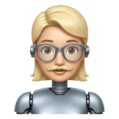 robotic woman with glasses mustache  sticker