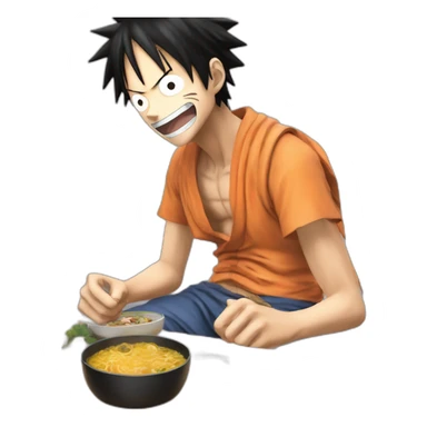 luffy qui mange avec naruto sticker