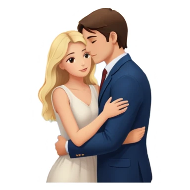 Elegant girl and man hugging together in Montenegro sunset blonde and brunette looking into each others eyes true love delicate chaste  sticker