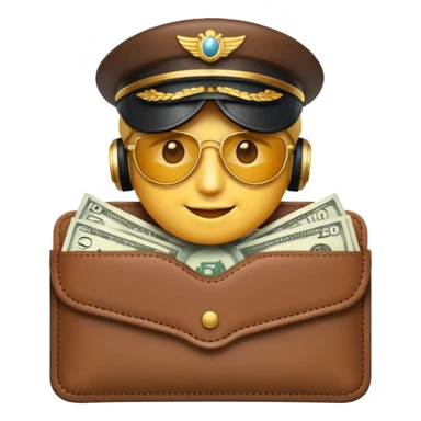 Aviator money emoji, wallet full of cash, casino vibe, premium 3D emoji style, clean, no background
 sticker