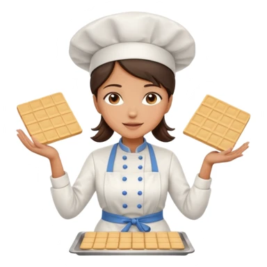 A brunette woman chef making big Square wafers  sticker