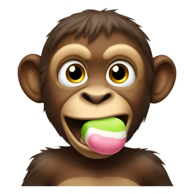 young brown monkey chewing gum sticker